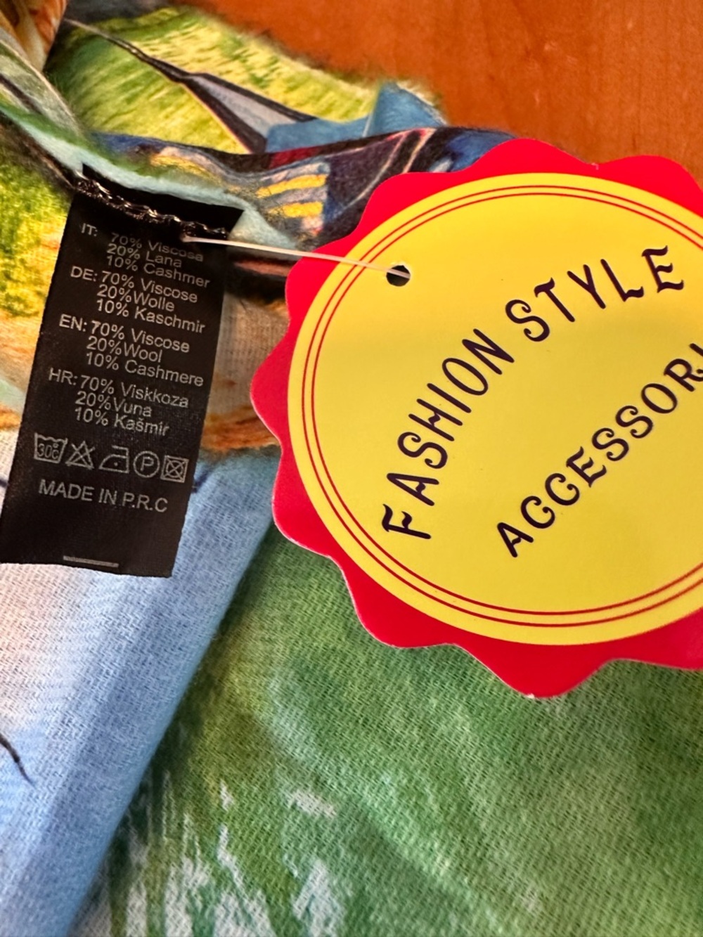 Reversible Venice Italy Scenic Fringe Oversized Scarf NWT Raw Hem 24x72 Art Wear - Picture 4 of 16